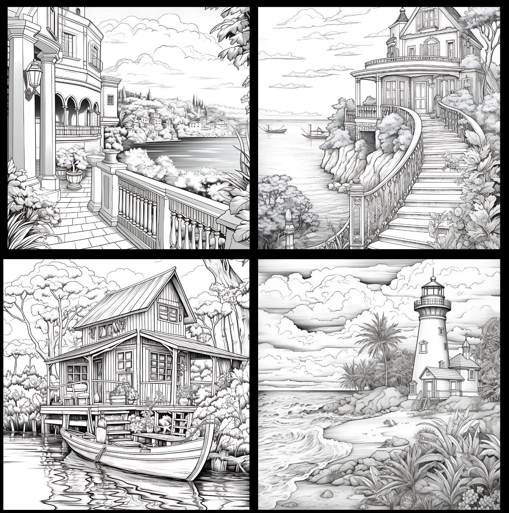 50+ Tropical Beach Coloring Pages