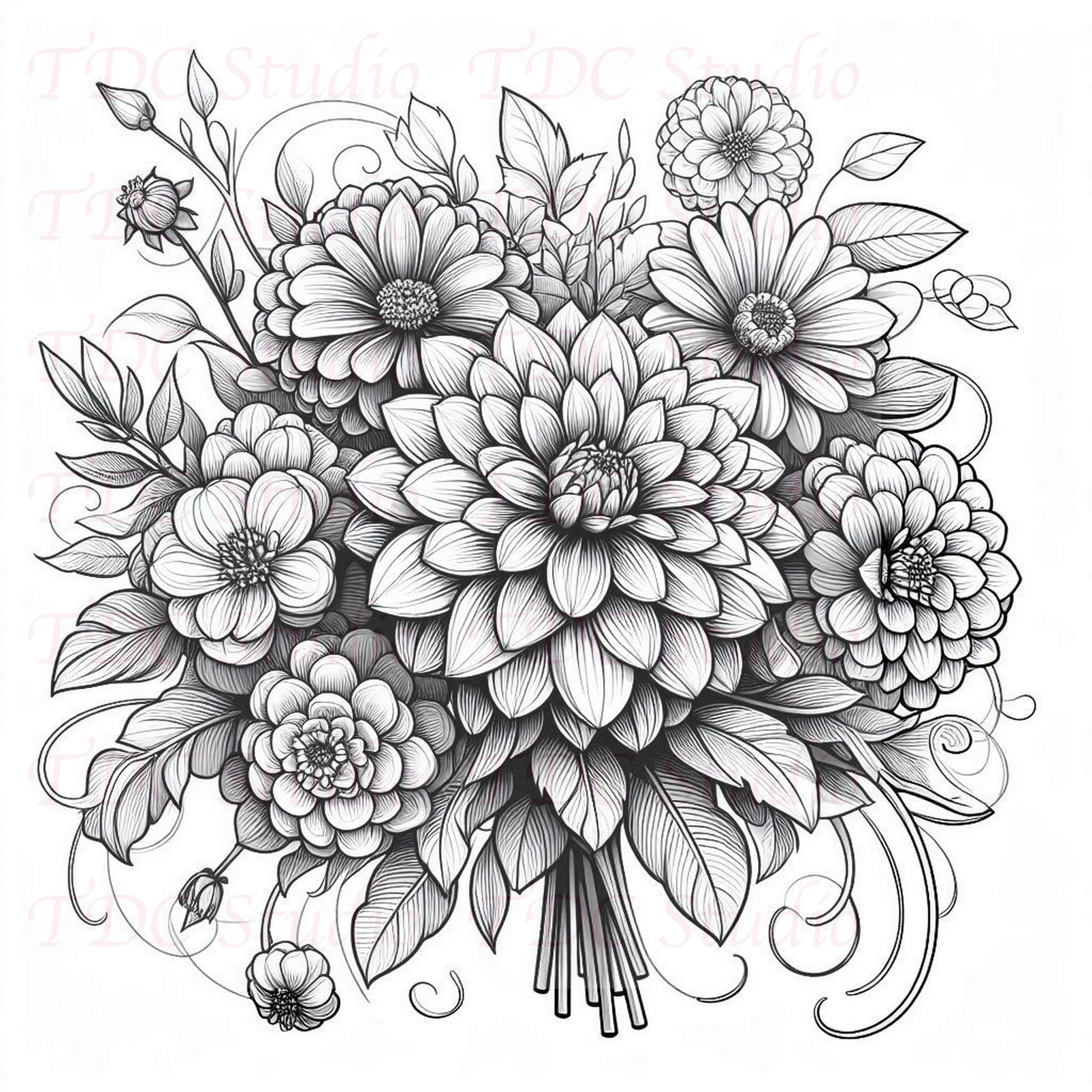 50+ Flowers Coloring Pages Botanical Garden Coloring Book